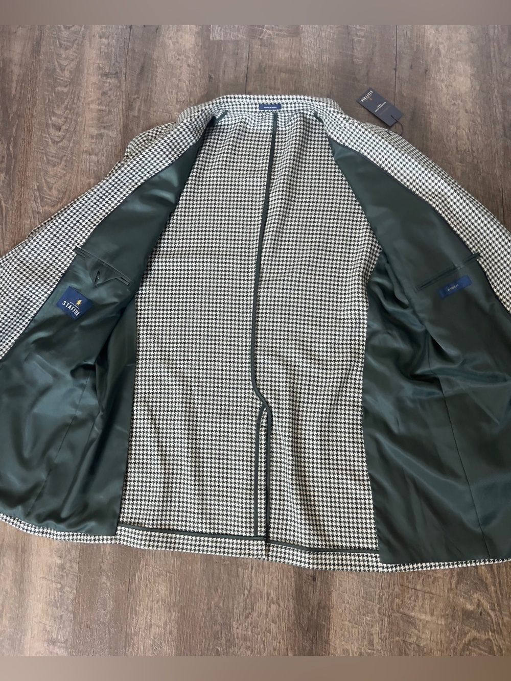 Stafford Classic Green Houndstooth Sport Coat-Size 48L - Picture 6 of 13